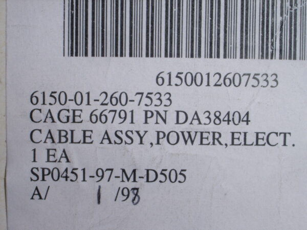 CABLE ASSY P/N DA38404