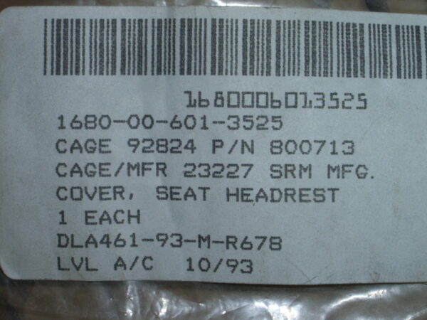 COVER SEAT HEADREST P/N 800713