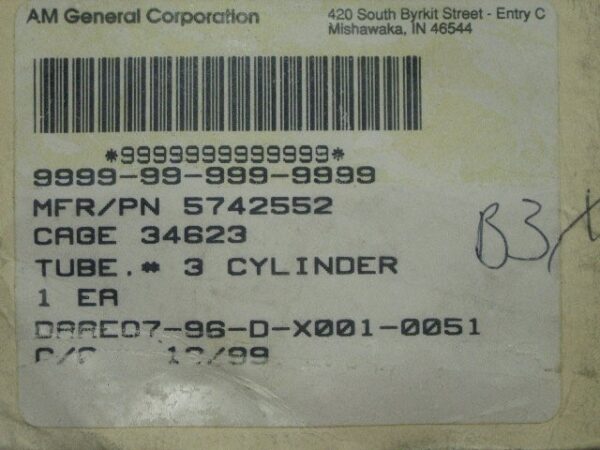 TUBE CYLINDER P/N 5742552 - Image 3