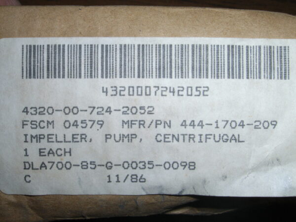 IMPELLER,PUMP  P/N 444-1704-209 - Image 5