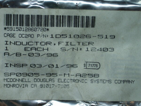 INDUCTOR FILTER  PN 1D51026-519 - Image 5