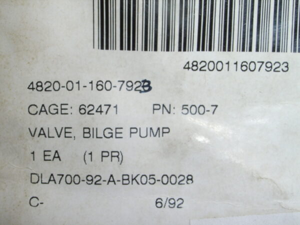 VALVE BILGE PUMP, BY PAIR P/N 500-7 - Image 4