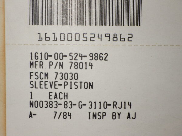 SLEEVE-PISTON P/N 78014 - Image 2