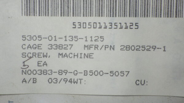 SCREW P/N 2802529-1 - Image 3