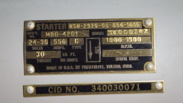 ENGINE STARTER P/N MBD-4201 - Image 3