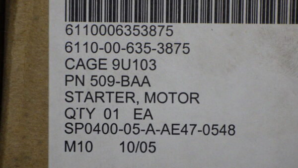 STARTER, MOTOR P/N 509-BAA - Image 2